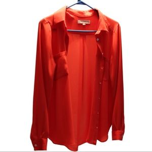 LOFT Red Blouse Button Down